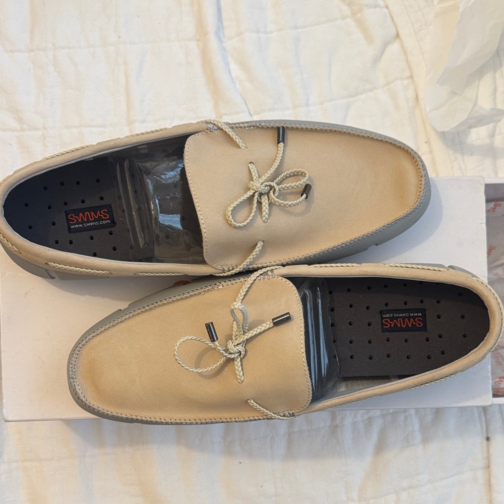 Swims Gray/Tan Braided Loafers for Men